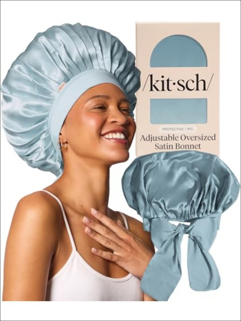 XL Adjustable Satin Bonnet for Sleeping โ Frizz Prevention & Curl Protection